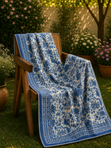 Organic Mulmul Cotton Dohar AC Blanket - Blue Pottery