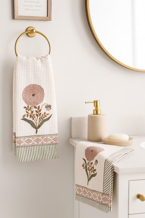 Peach Marigold Bathrobe and Towel set