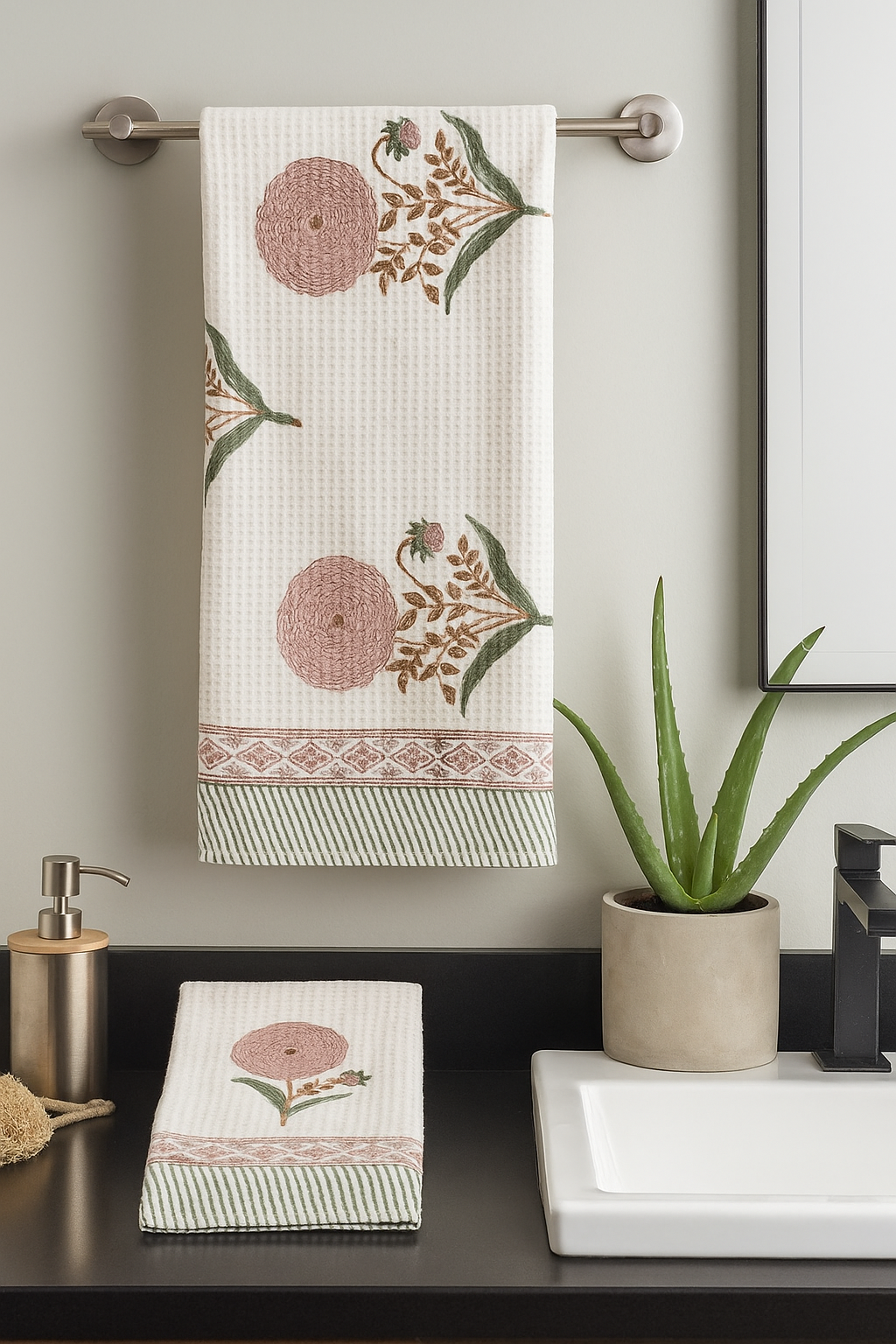 Peach Marigold Bathrobe and Towel set