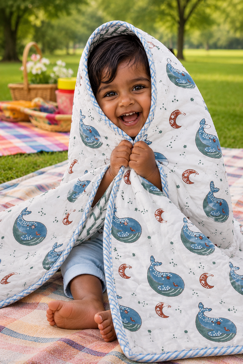 Kids Quilt- Moon Whale