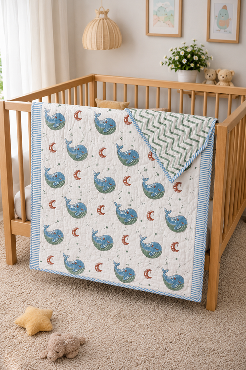 Kids Quilt- Moon Whale