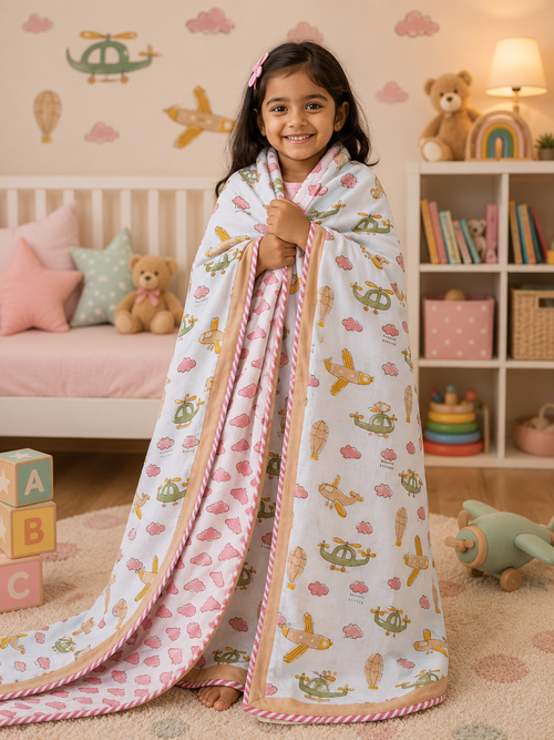 Kids Mulmul Dohar- Airways Pink