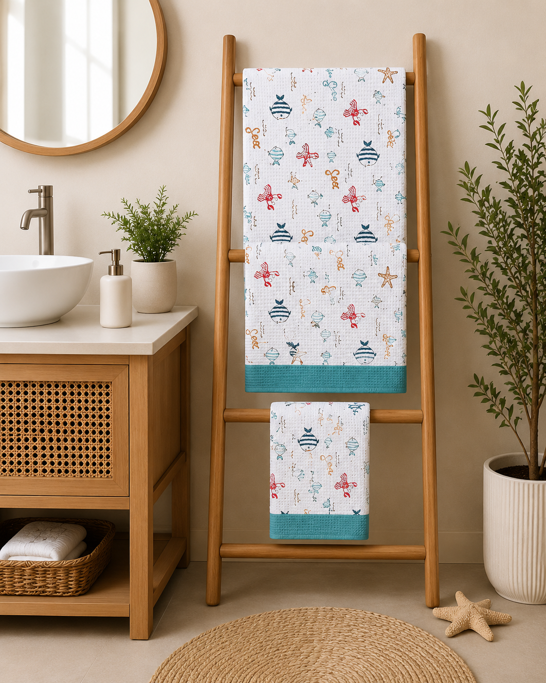 Kids Bath Towel Set - Fishes