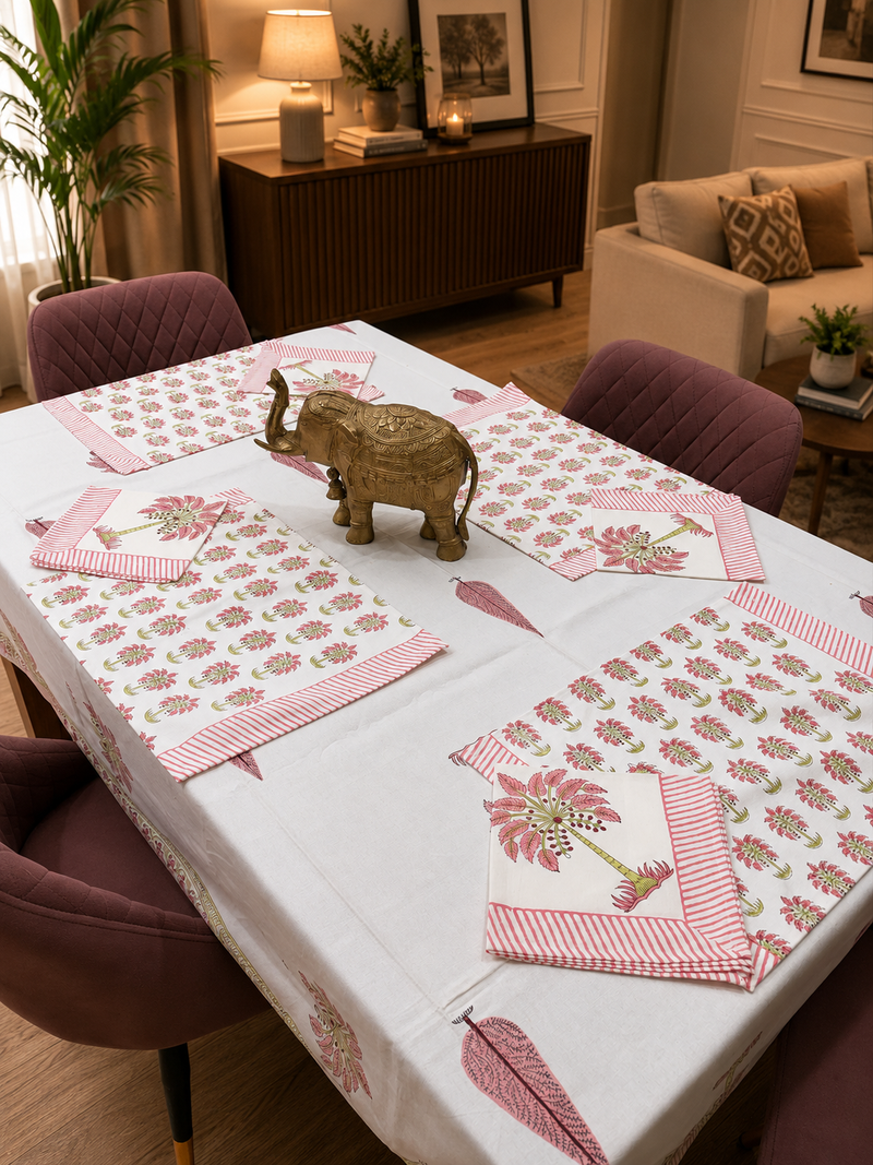 Gulaab Khajuri Table Cover, Mat & Napkin Set