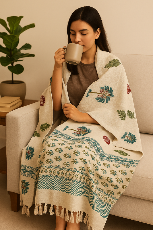 Neel Khajuri Tassel Throw