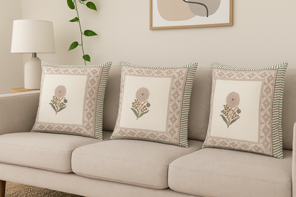 Peach Marigold Canvas Cotton Cushion Cover