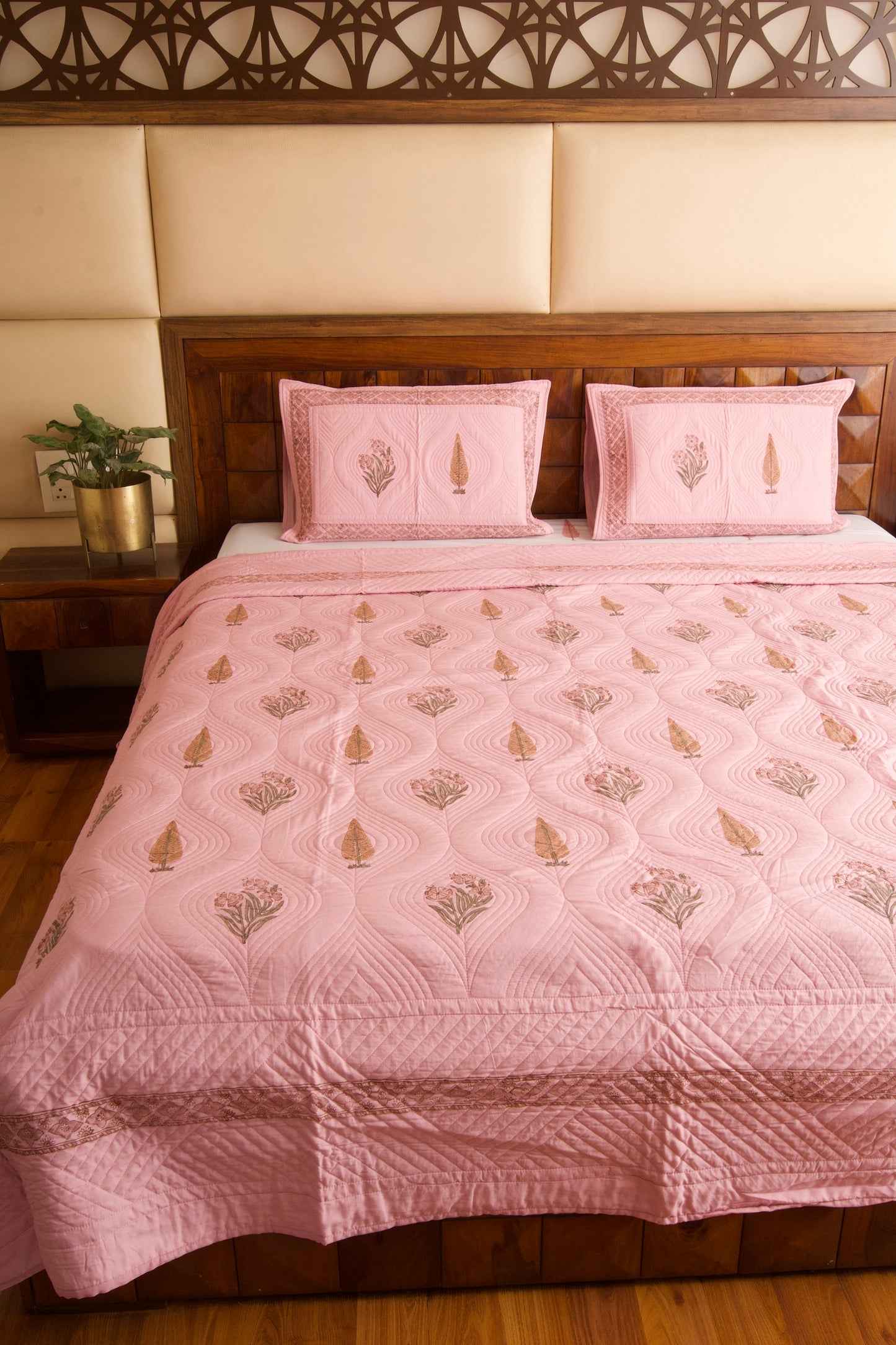Dusty Rose Persian Quilted Luxury Bedcover