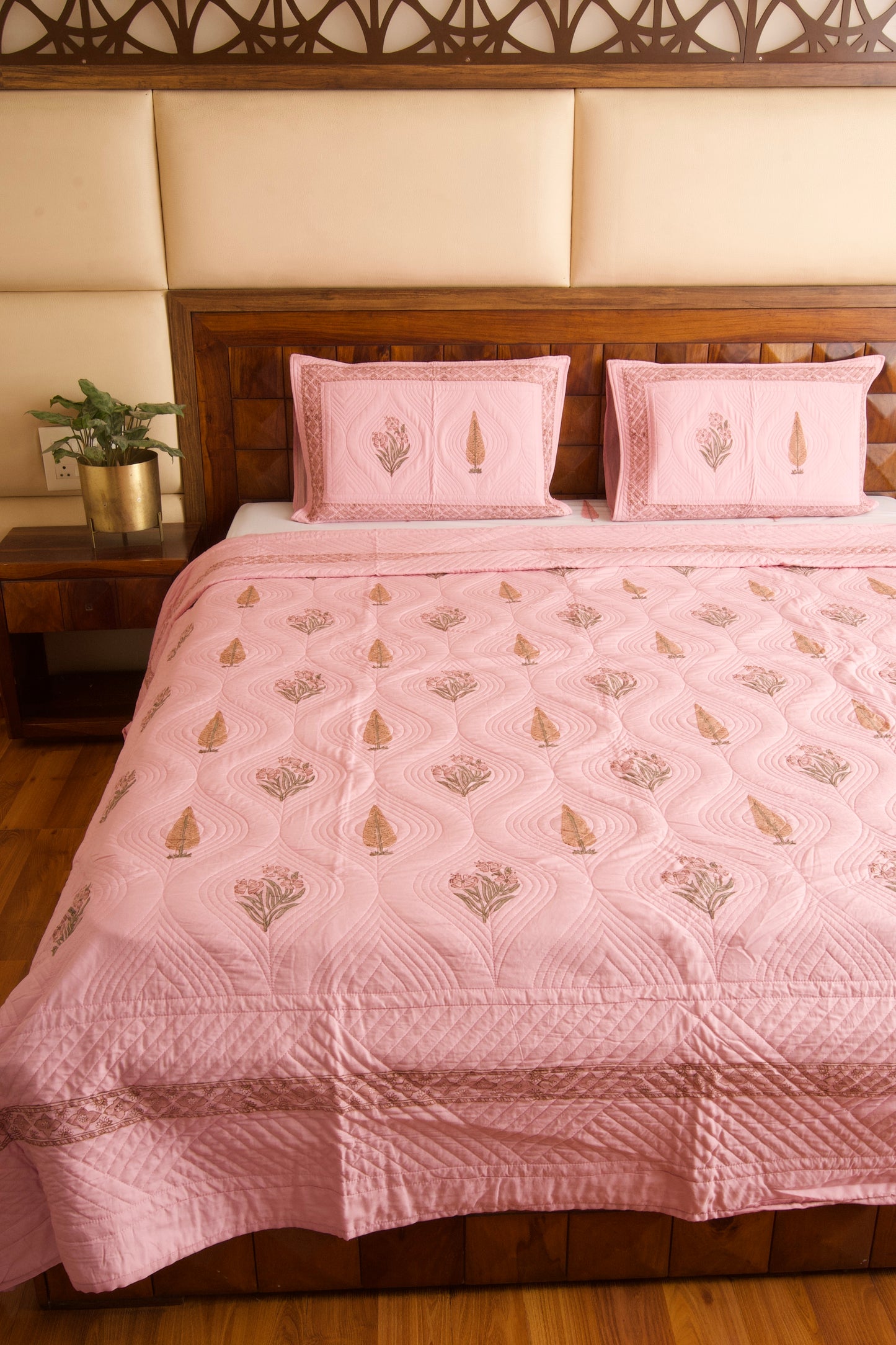 Dusty Rose Persian Quilted Luxury Bedcover