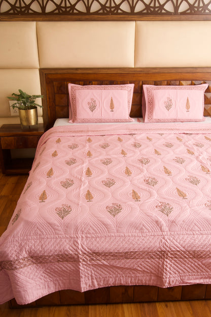 Dusty Rose Persian Quilted Luxury Bedcover