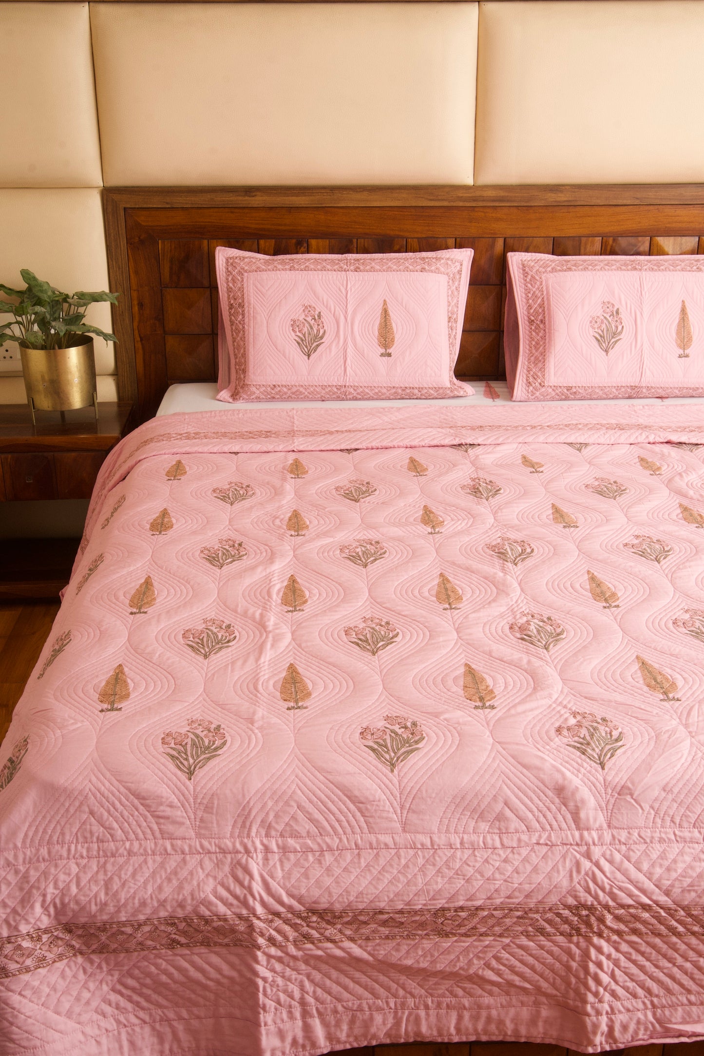 Dusty Rose Persian Quilted Luxury Bedcover