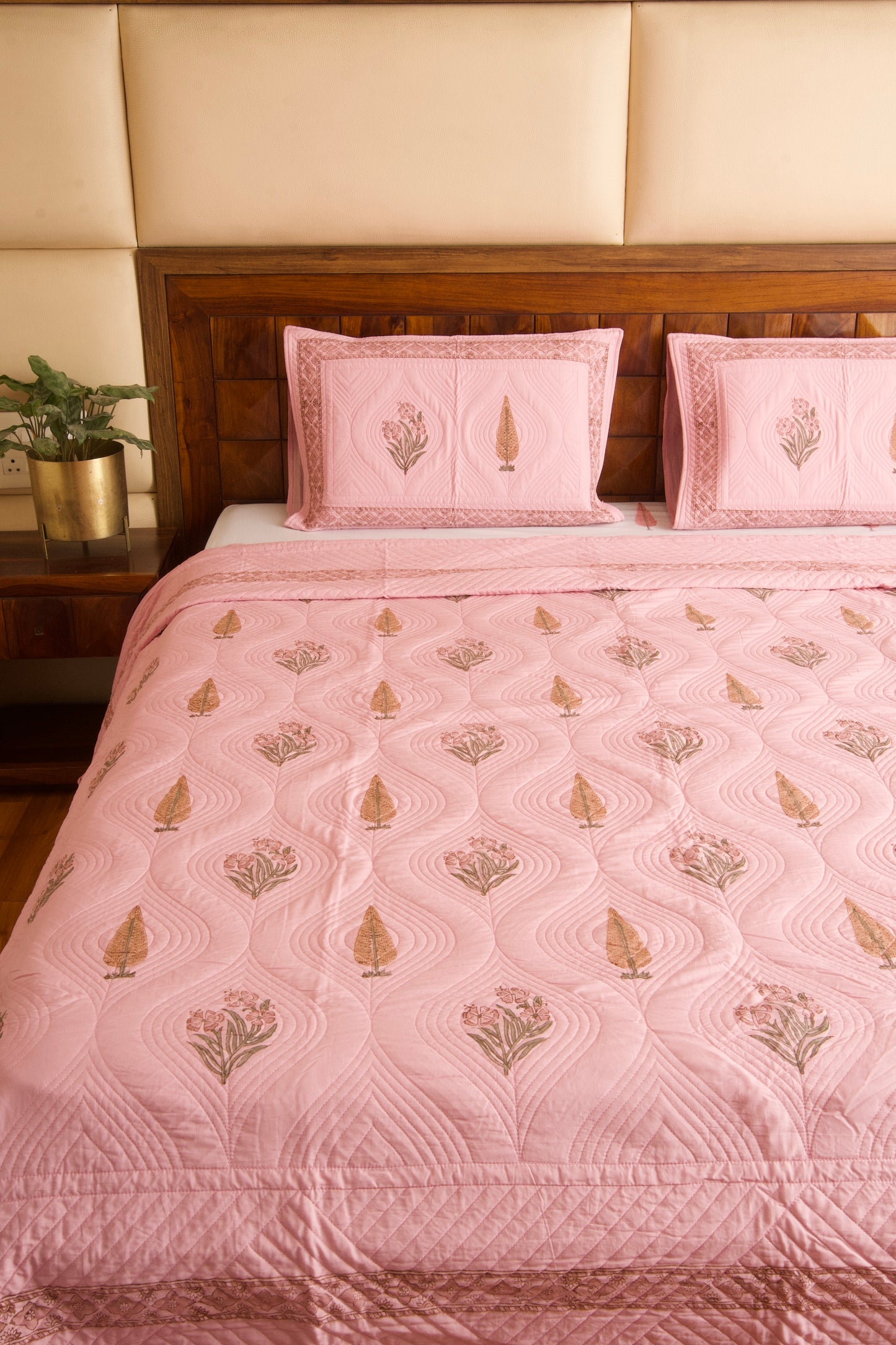 Dusty Rose Persian Quilted Luxury Bedcover
