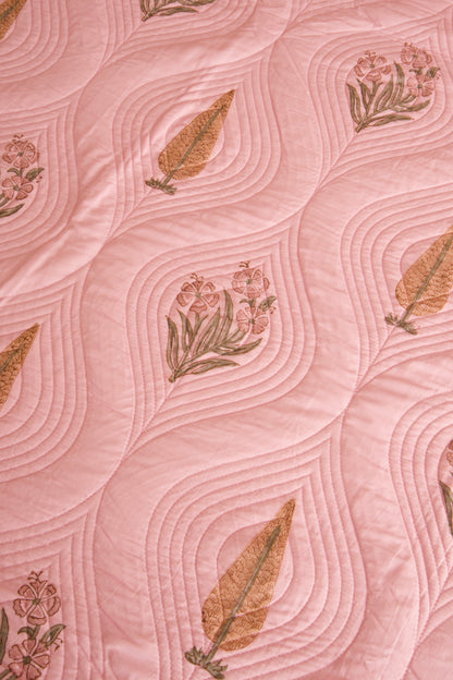 Dusty Rose Persian Quilted Luxury Bedcover