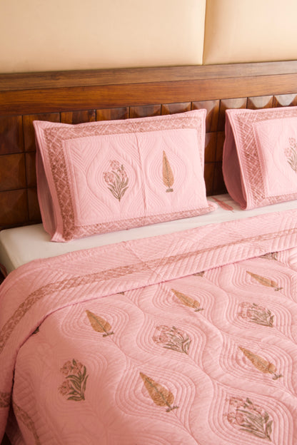 Dusty Rose Persian Quilted Luxury Bedcover