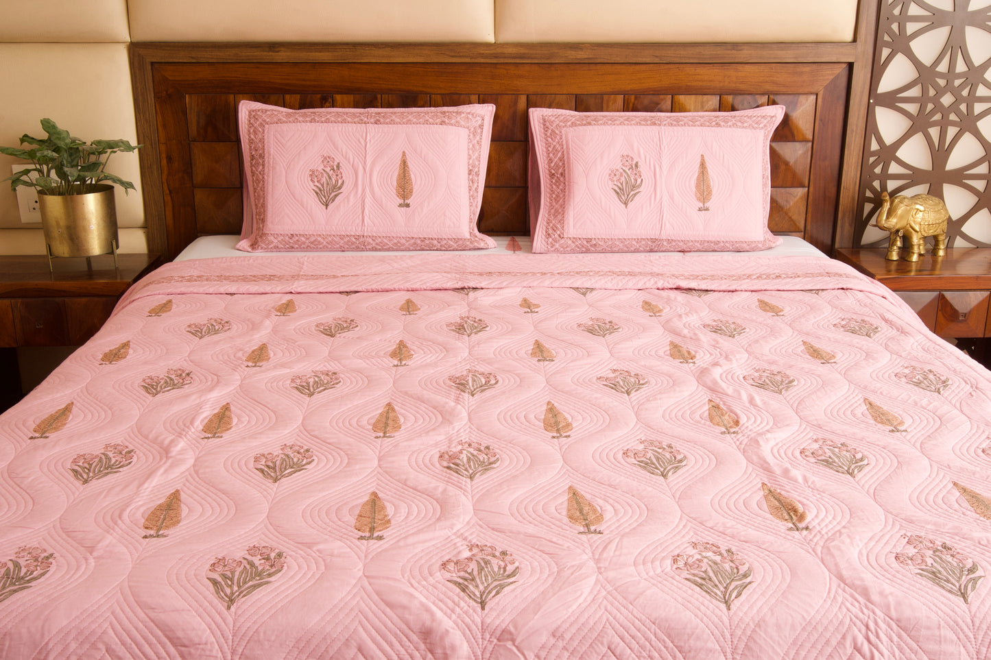 Dusty Rose Persian Quilted Luxury Bedcover