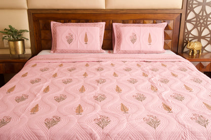 Dusty Rose Persian Quilted Luxury Bedcover