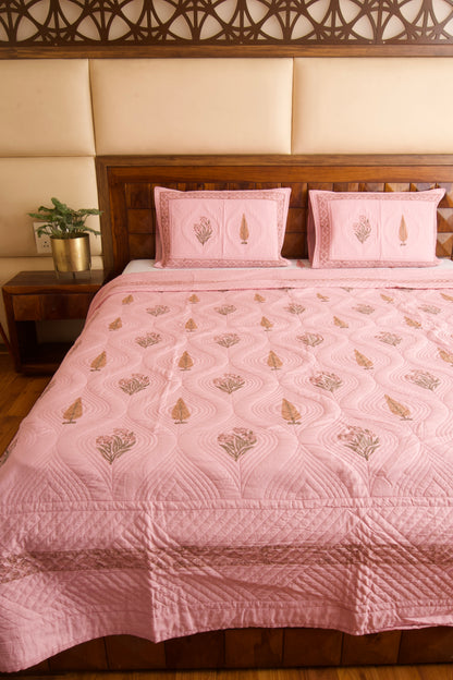 Dusty Rose Persian Quilted Luxury Bedcover