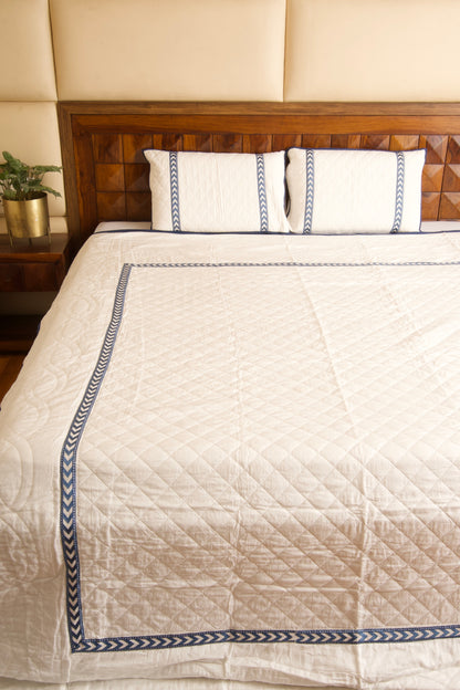 Blue Embroidery Persian Quilted Luxury Bedcover