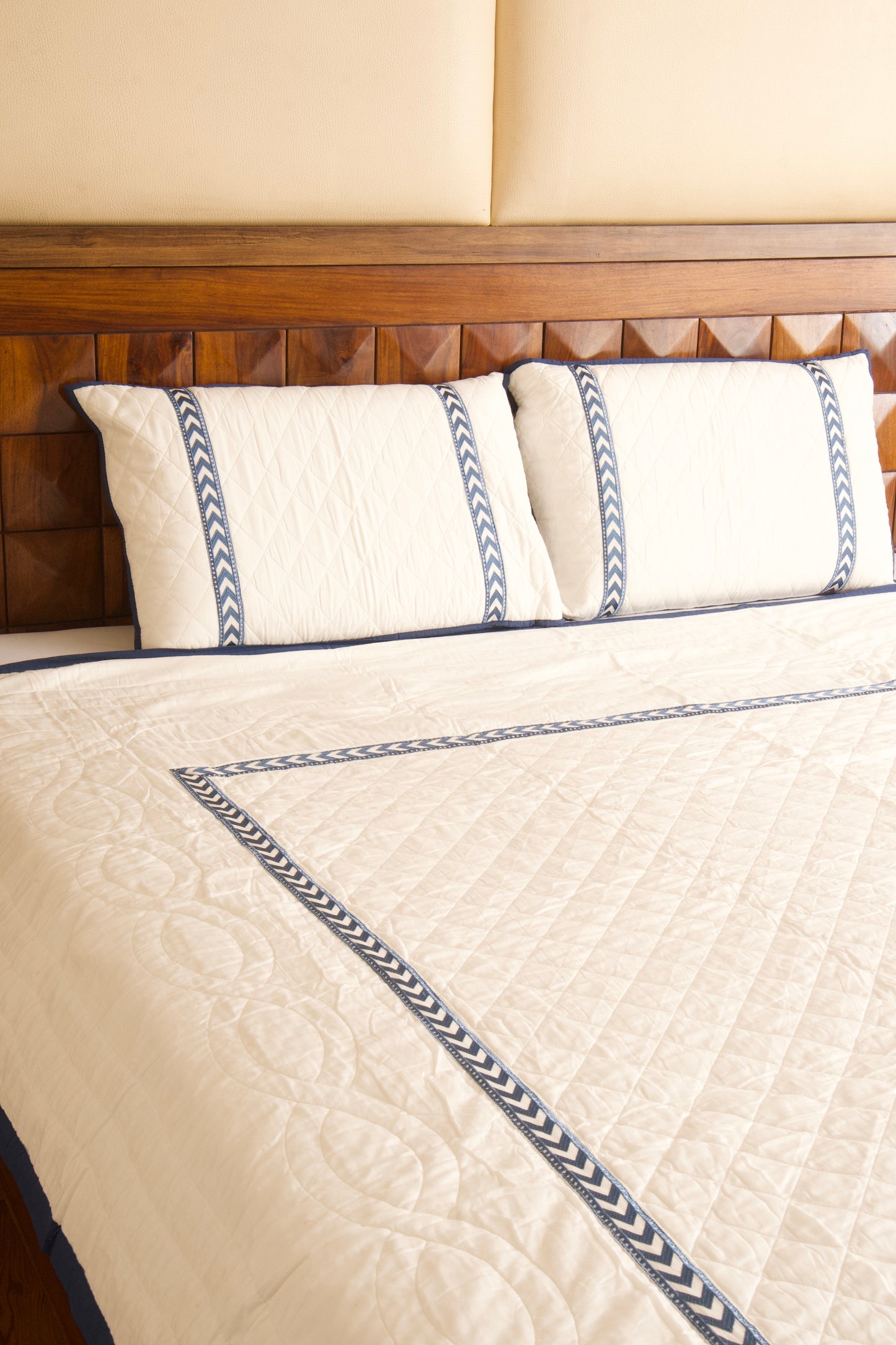 Blue Embroidery Persian Quilted Luxury Bedcover