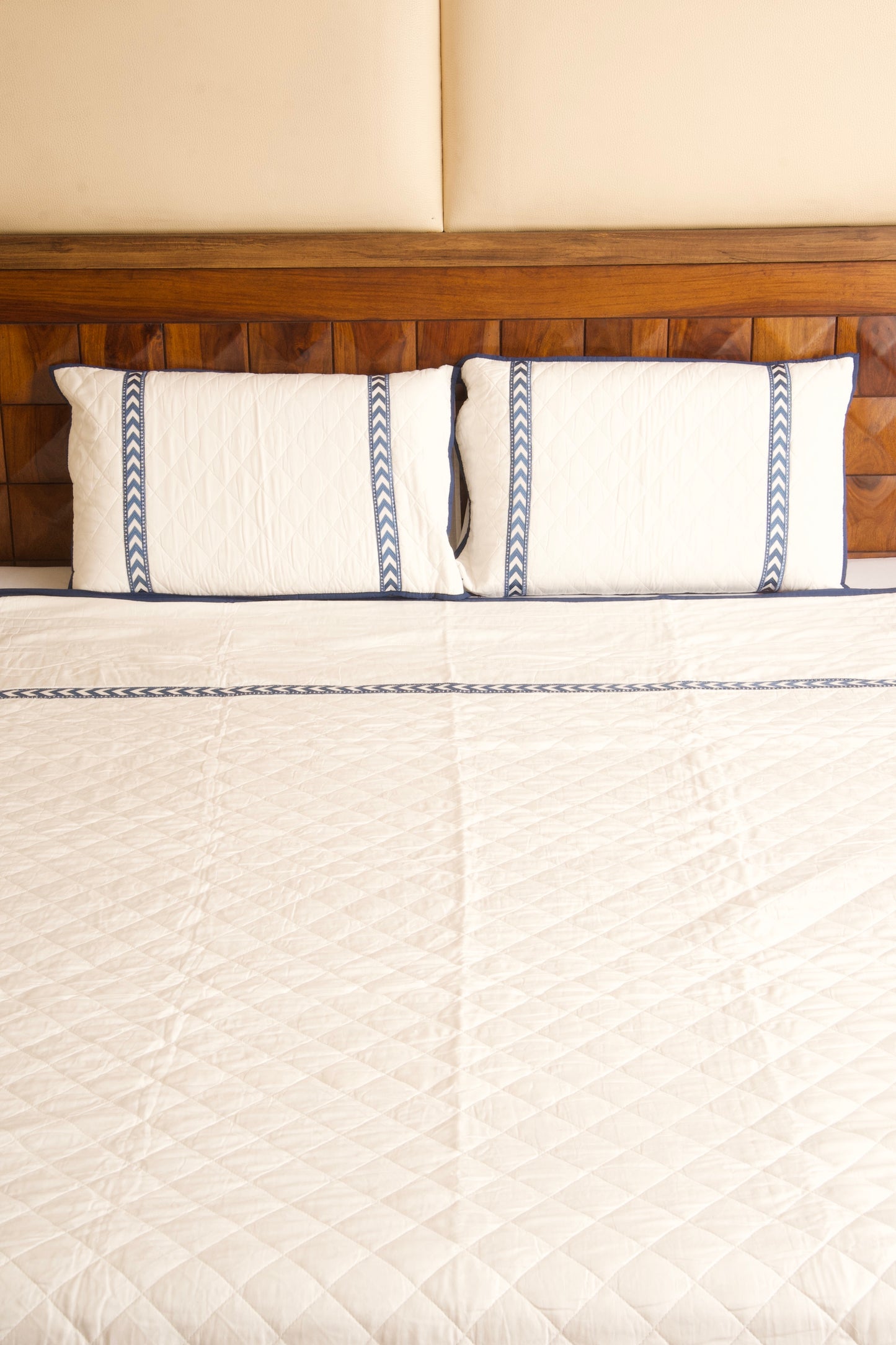 Blue Embroidery Persian Quilted Luxury Bedcover