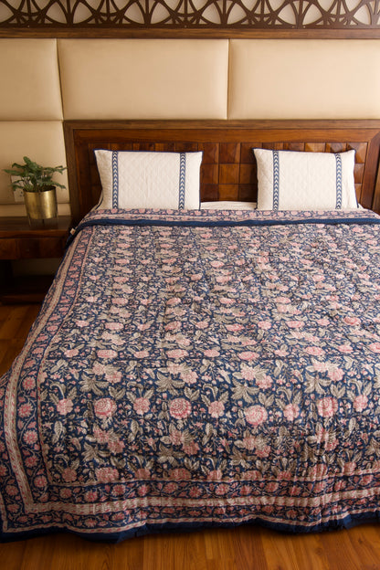 Neel Gulaab Reversible Mulmul Cotton Quilt