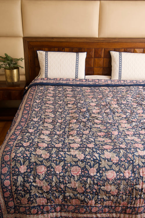 Neel Gulab Bedsheet & Quilt Set