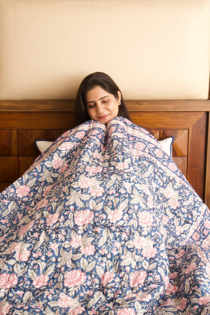 Neel Gulab Bedsheet & Quilt Set