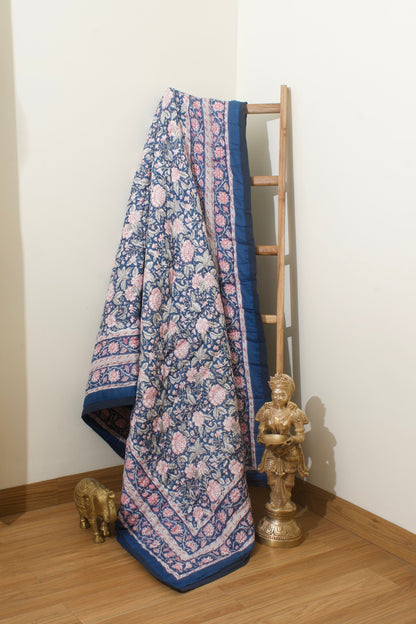 Neel Gulaab Reversible Mulmul Cotton Quilt