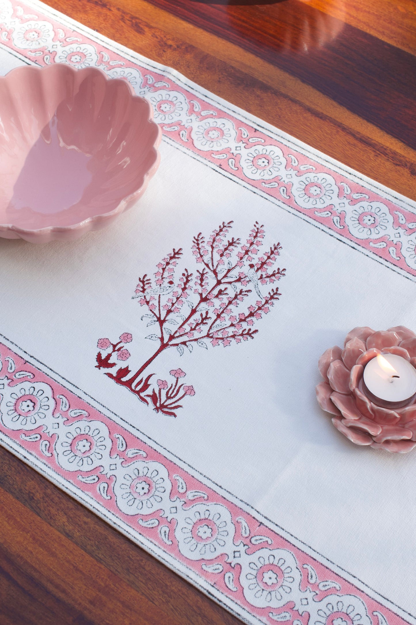 Rose Pink Parrot Table Runner