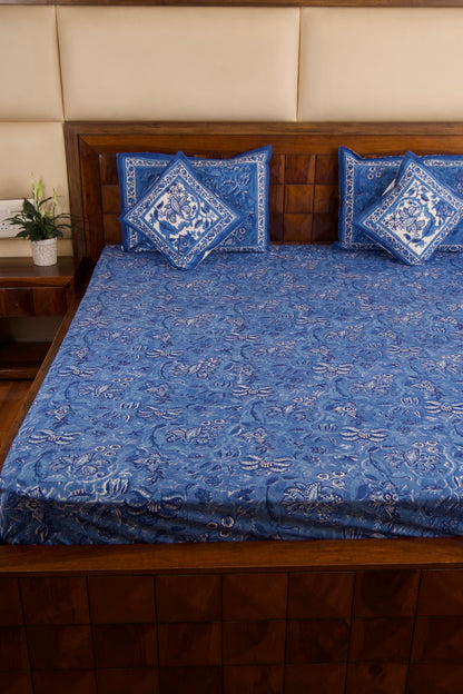 Blue Pottery Percale Cotton Bedsheet