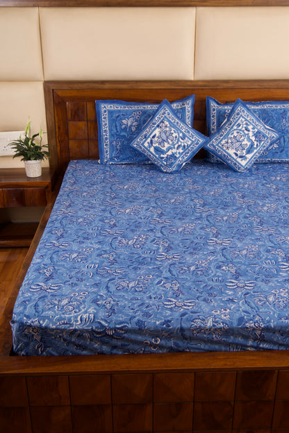 Blue Pottery Percale Cotton Bedsheet