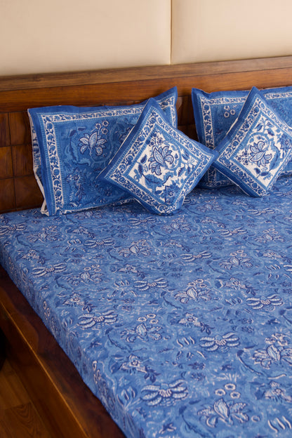 Blue Pottery Percale Cotton Bedsheet