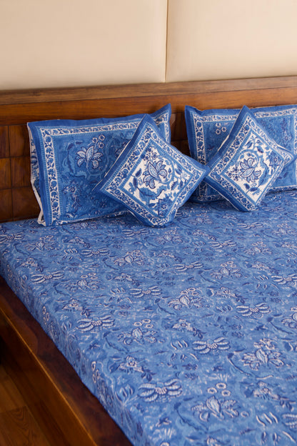 Blue Pottery Percale Cotton Bedsheet