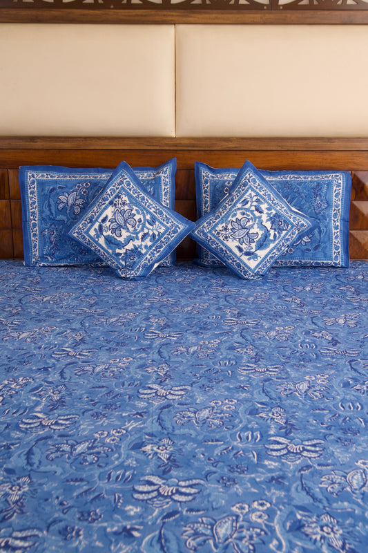 Blue Pottery Percale Cotton Bedsheet
