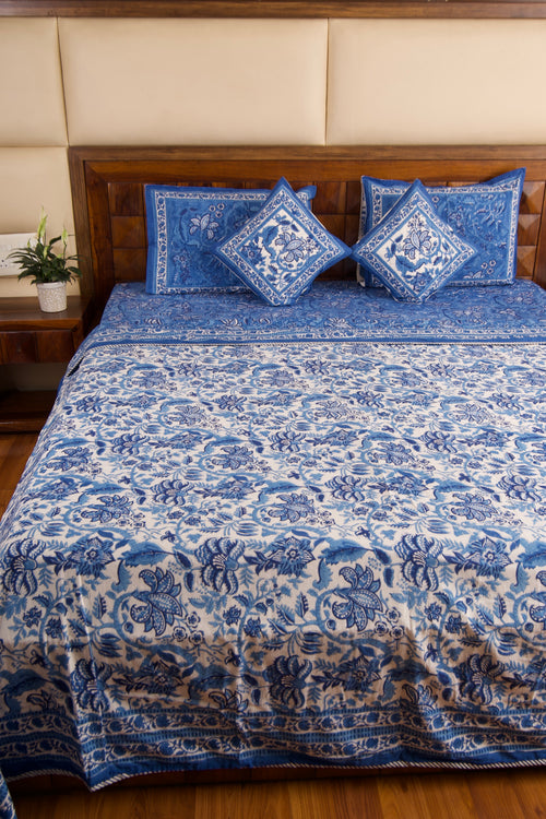 Blue Pottery-Bedsheet & Dohar Set