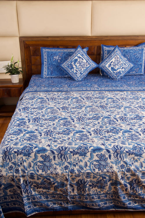 Blue Pottery-Bedsheet & Dohar Set