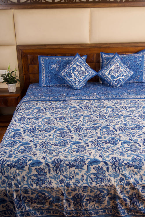 Blue Pottery-Bedsheet & Dohar Set