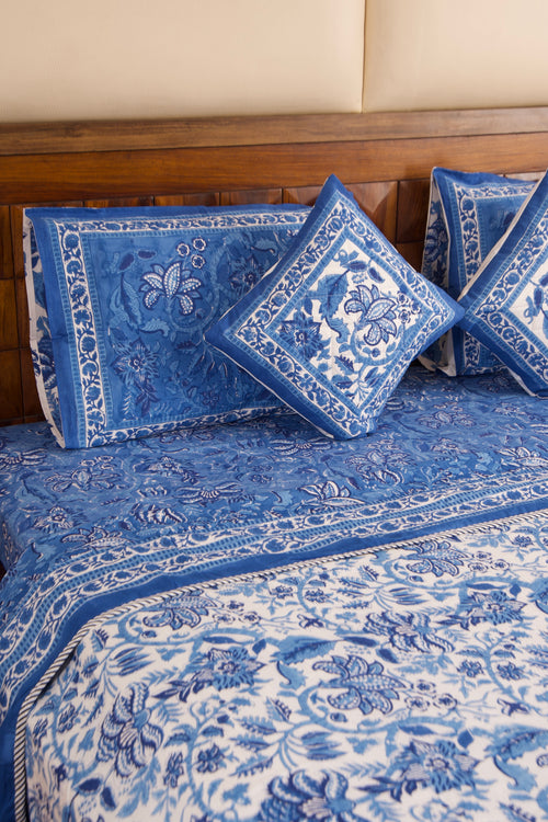 Blue Pottery-Bedsheet & Dohar Set