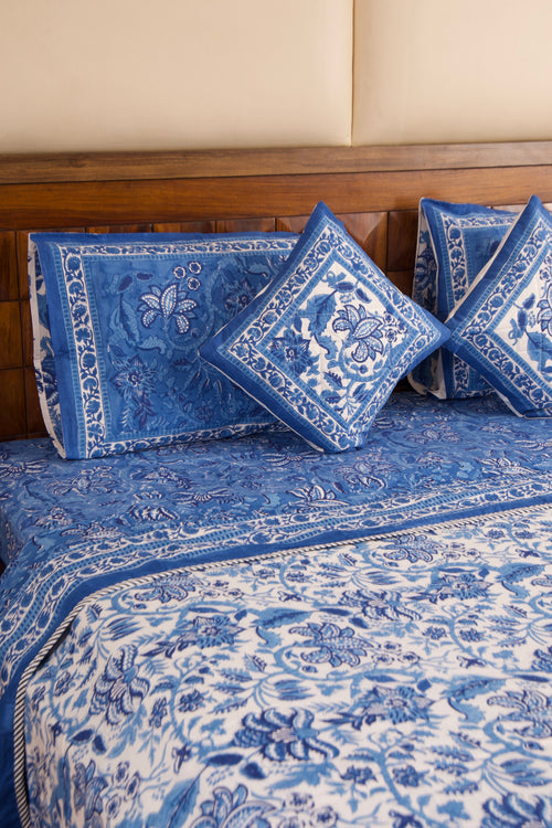 Blue Pottery-Bedsheet & Dohar Set