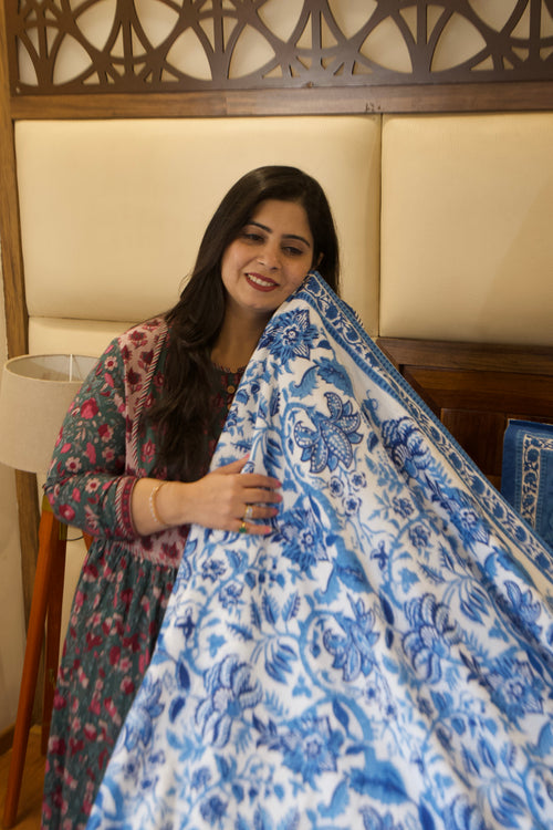 Blue Pottery-Bedsheet & Dohar Set