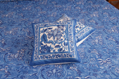 Blue Pottery Cushion Cover-White