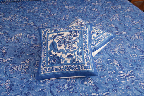Blue Pottery Cushion Cover-White