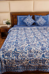 Blue Pottery Bedsheet & Quilt Set