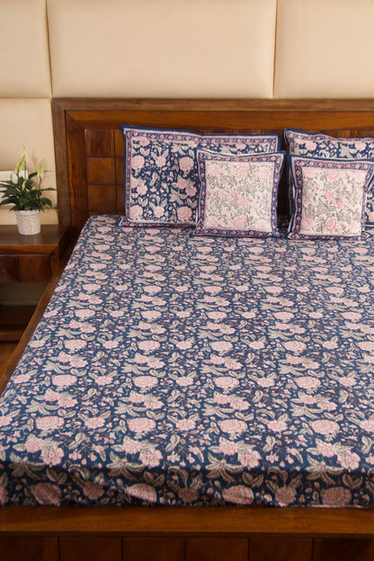 Neel Gulab Percale Cotton Bedsheet