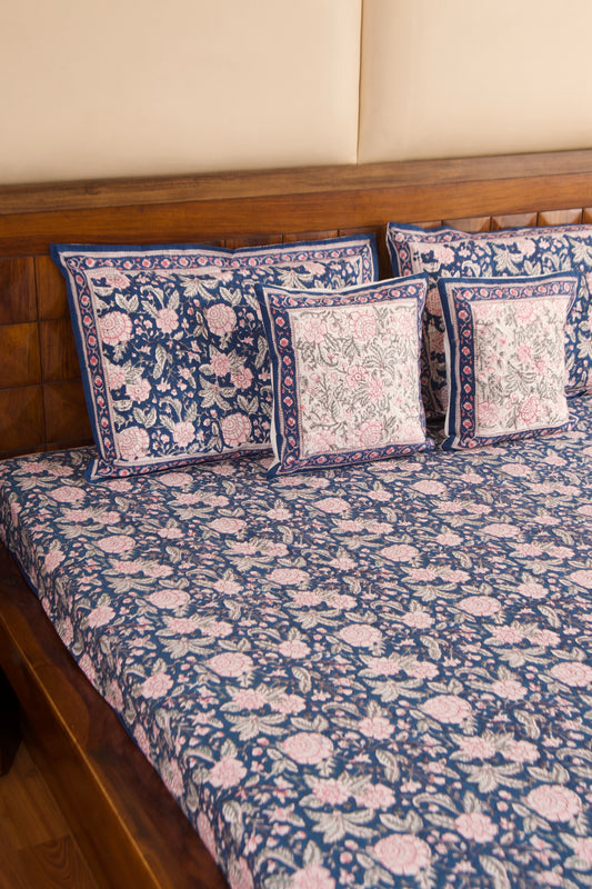 Neel Gulab Percale Cotton Bedsheet