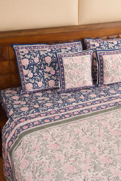 Neel Gulab Bedsheet & Dohar Set