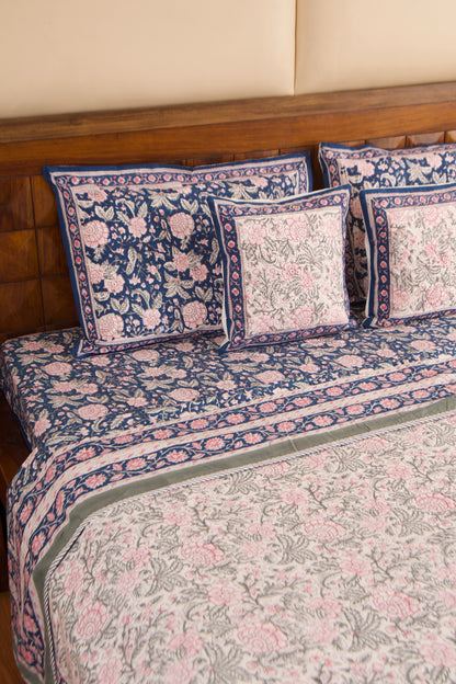 Organic Mulmul Cotton Dohar AC Blanket - Neel Gulaab