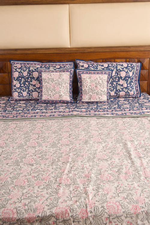 Neel Gulab Bedsheet & Dohar Set