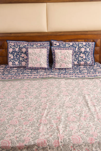 Organic Mulmul Cotton Dohar AC Blanket - Neel Gulaab