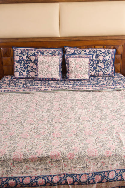 Organic Mulmul Cotton Dohar AC Blanket - Neel Gulaab