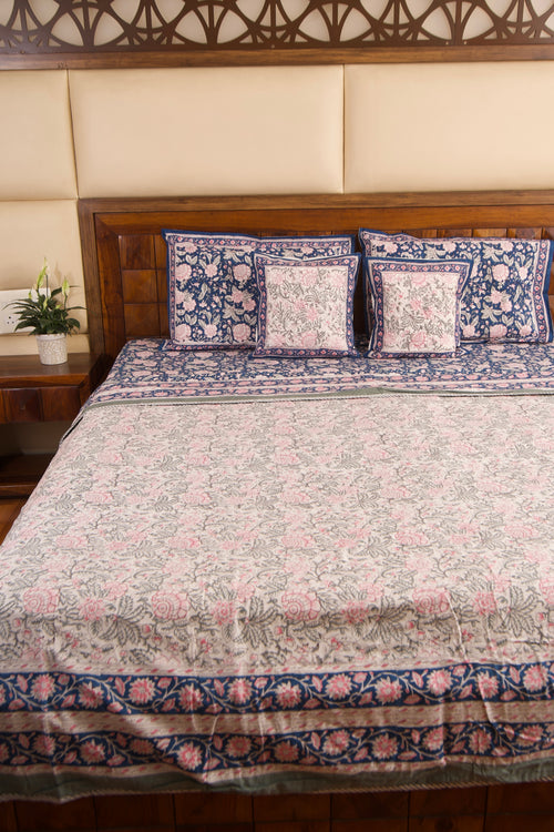 Neel Gulab Bedsheet & Dohar Set